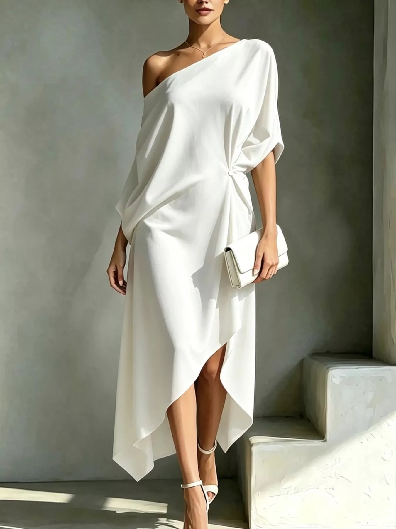 Full Size Asymmetrical One-Shoulder Drape Dress Plus Size